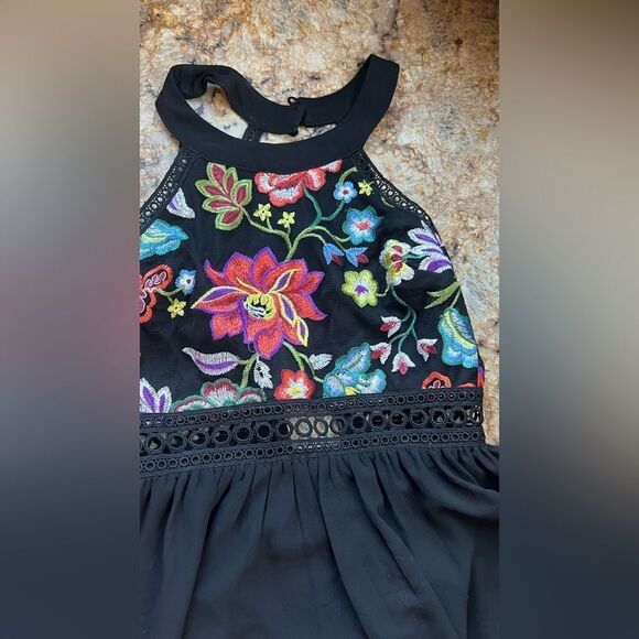 Floral Embroidered Black Dress - Picture 7 of 7